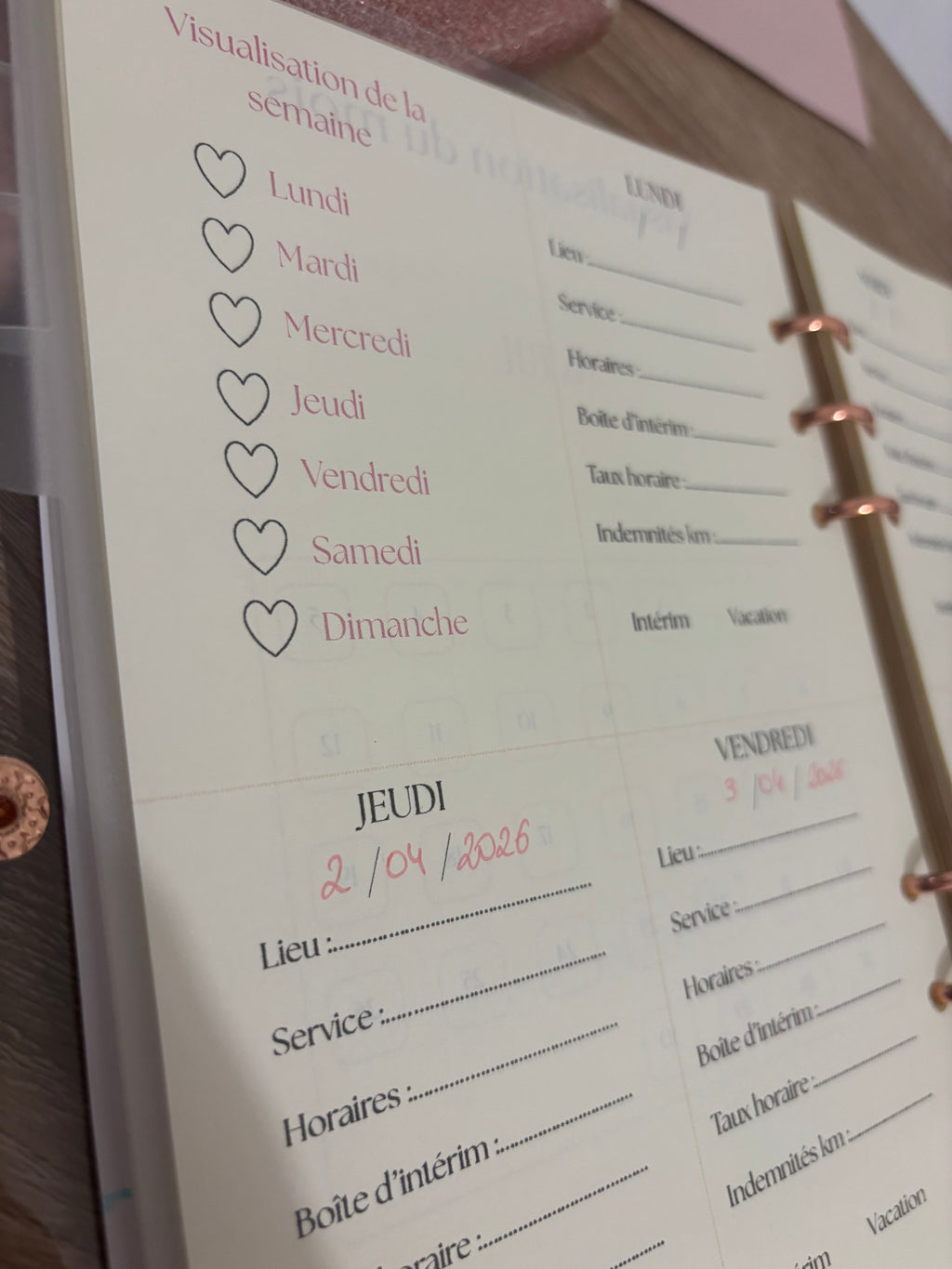Agenda personnalisable